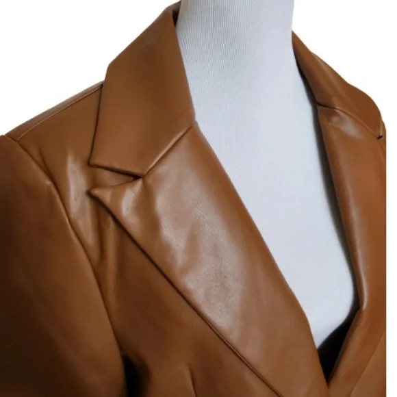 🆕️⬇️🎉HOST PICK🎉 Rebecca Minkoff Cognac Lambskin Leather Blazer - Picture 2 of 14